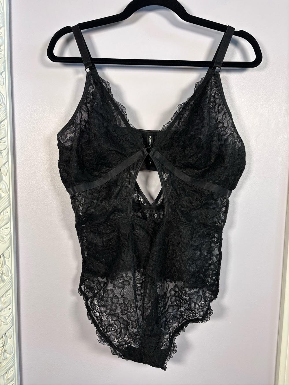 Torrid Curve Black Lace Bralette Thong Bodysuit Size 1 (14/16)